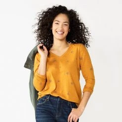 Women's Sonoma Goods For Life® Everyday V-Neck Long Sleeve Tee Black Scatter Floral -Sonoma Goods For Life Shop unnamed file 134