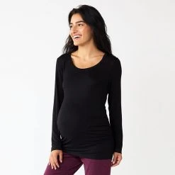 Maternity Sonoma Goods For Life® Essential Scoopneck Long Sleeve Tee Maroon -Sonoma Goods For Life Shop unnamed file 13423