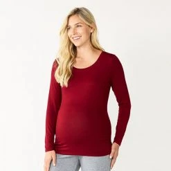 Maternity Sonoma Goods For Life® Essential Scoopneck Long Sleeve Tee Maroon -Sonoma Goods For Life Shop unnamed file 13432