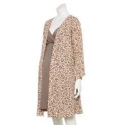 Maternity Sonoma Goods For Life® Nursing Nightgown & Robe Set Grey Animal