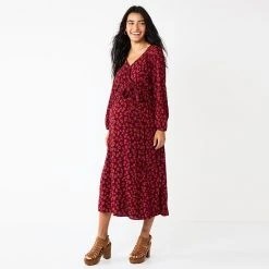 Maternity Sonoma Goods For Life® Surplice Midi Dress Red Floral
