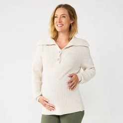 Maternity Sonoma Goods For Life® Nursing Henley Sweater Beige