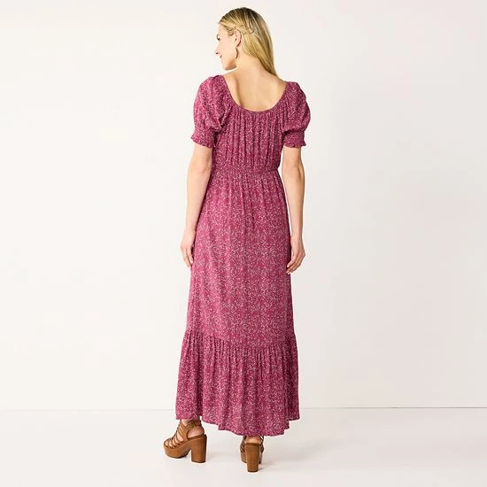 Maternity Sonoma Goods For Life® Smocked Sleeve Babydoll Maxi Dress Pink Yellow Floral 4 Maternity Sonoma Goods For Life® Smocked Sleeve Babydoll Maxi Dress Pink Yellow Floral - Image 2