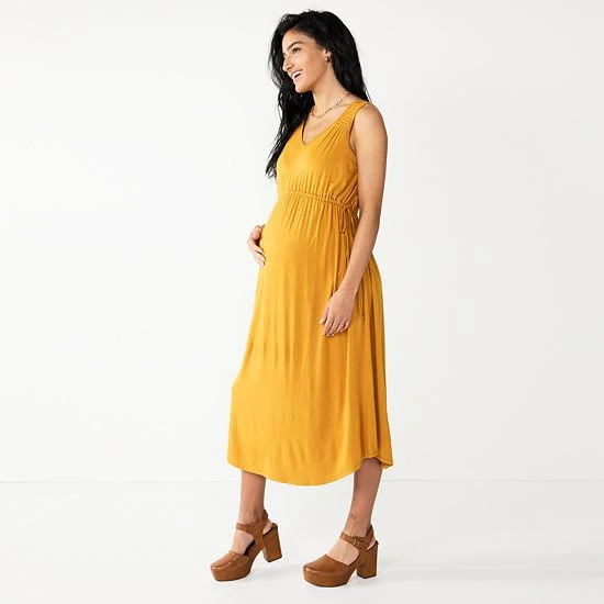 Maternity Sonoma Goods For Life® Knot Side Midi Shirt Dress Brassy Gold 3 Maternity Sonoma Goods For Life® Knot Side Midi Shirt Dress Brassy Gold