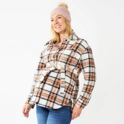 Maternity Sonoma Goods For Life® Belted Shacket Blue Plaid