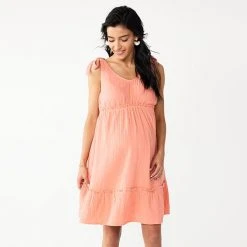 Maternity Sonoma Goods For Life® Knot-Shoulder Babydoll Dress Natural Coral -Sonoma Goods For Life Shop unnamed file 13931