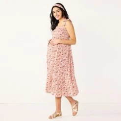 Maternity Sonoma Goods For Life® Smocked Tie-Shoulder Midi Dress White