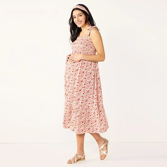 Maternity Sonoma Goods For Life® Smocked Tie-Shoulder Midi Dress White 3 Maternity Sonoma Goods For Life® Smocked Tie-Shoulder Midi Dress White