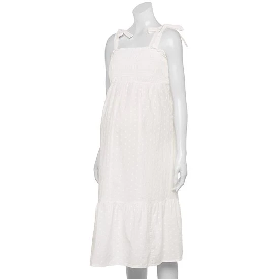 Maternity Sonoma Goods For Life® Smocked Tie-Shoulder Midi Dress White 7 Maternity Sonoma Goods For Life® Smocked Tie-Shoulder Midi Dress White - Image 5