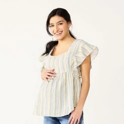 Maternity Sonoma Goods For Life® Squareneck Ruffle Top Multi Happy Stripe