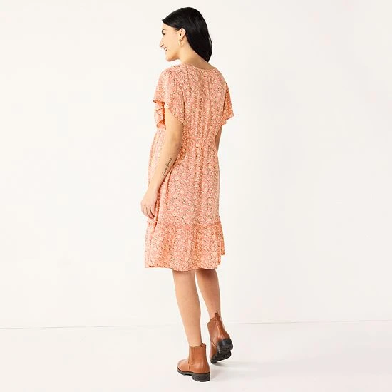 Maternity Sonoma Goods For Life® Flutter-Sleeve Tiered Dress Blue Plaid 4 Maternity Sonoma Goods For Life® Flutter-Sleeve Tiered Dress Blue Plaid - Image 2