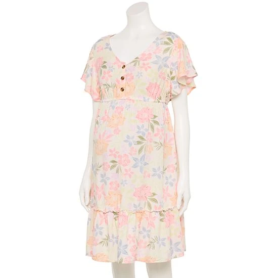 Maternity Sonoma Goods For Life® Flutter-Sleeve Tiered Dress Blue Plaid 8 Maternity Sonoma Goods For Life® Flutter-Sleeve Tiered Dress Blue Plaid - Image 6