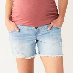 Maternity Sonoma Goods For Life® Inset Over-The-Belly Frayed Jean Shorts Medium Wash Destructio -Sonoma Goods For Life Shop unnamed file 14025