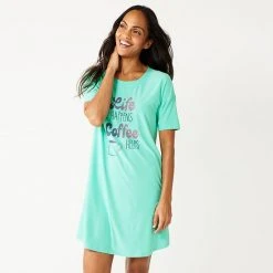 Women's Sonoma Goods For Life® Graphic Short Sleeve Sleepshirt Turq Coffee -Sonoma Goods For Life Shop unnamed file 14168