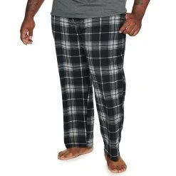 Big & Tall Sonoma Goods For Life® Microfleece Sleep Pants Blue Heather Navy Grid