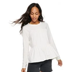 Women's Sonoma Goods For Life® Slubbed Tiered Long Sleeve Top Cream -Sonoma Goods For Life Shop unnamed file 14357