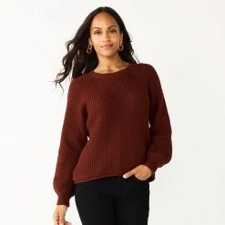 Women's Sonoma Goods For Life® Textured Balloon Sleeve Sweater Gray
