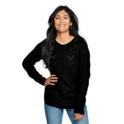 Women's Sonoma Goods For Life® Cozy Wave-Stitch Crewneck Sweater Black -Sonoma Goods For Life Shop unnamed file 14540