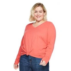 Plus Size Sonoma Goods For Life® Favorite V-Neck Long-Sleeve Tee White
