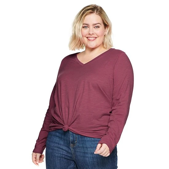 Plus Size Sonoma Goods For Life® Favorite V-Neck Long-Sleeve Tee White 12 Plus Size Sonoma Goods For Life® Favorite V-Neck Long-Sleeve Tee White - Image 10