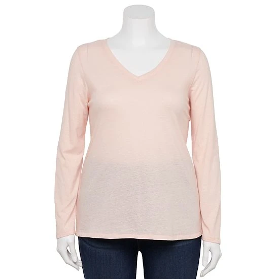 Plus Size Sonoma Goods For Life® Favorite V-Neck Long-Sleeve Tee White 14 Plus Size Sonoma Goods For Life® Favorite V-Neck Long-Sleeve Tee White - Image 12