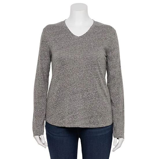 Plus Size Sonoma Goods For Life® Favorite V-Neck Long-Sleeve Tee White 15 Plus Size Sonoma Goods For Life® Favorite V-Neck Long-Sleeve Tee White - Image 13