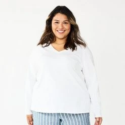 Plus Size Sonoma Goods For Life® Favorite Long Sleeve V-Neck Tee - Size 3X