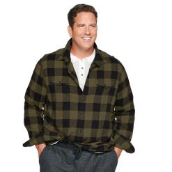 Big & Tall Sonoma Goods For Life® Regular-Fit Flannel Button-Down Shirt Olive Black Buff -Sonoma Goods For Life Shop unnamed file 14676