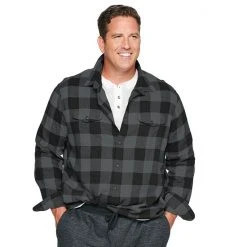 Big & Tall Sonoma Goods For Life® Regular-Fit Flannel Button-Down Shirt Olive Black Buff -Sonoma Goods For Life Shop unnamed file 14685