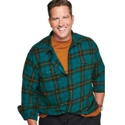Big & Tall Sonoma Goods For Life® Regular-Fit Flannel Button-Down Shirt Olive Black Buff -Sonoma Goods For Life Shop unnamed file 14693