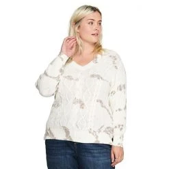 Plus Size Sonoma Goods For Life® Cable Mix Pullover Sweater Warm Ginger