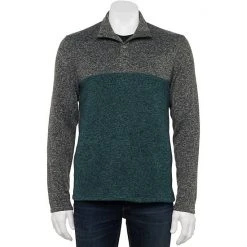Men's Sonoma Goods For Life® Colorblock Snap-Neck Pullover Sweater Black Grey