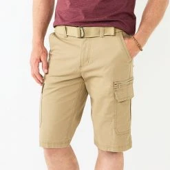 Men's Sonoma Goods For Life® Belted Casual Cargo Shorts White Plaid -Sonoma Goods For Life Shop unnamed file 14956