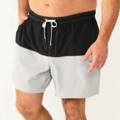 Men's Big & Tall Sonoma Goods For Life® Colorblock Swim Trunks Purple Aqua Block