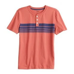 Boys 8-20 Sonoma Goods For Life® Supersoft Striped Henley In Regular & Husky Chest Stripe Teal