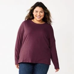 Plus Size Sonoma Goods For Life® Everyday Crewneck Long Sleeve Top Berry -Sonoma Goods For Life Shop unnamed file 1537