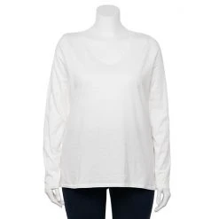 Petite Plus Size Sonoma Goods For Life® Favorite V-Neck Long-Sleeve Tee White