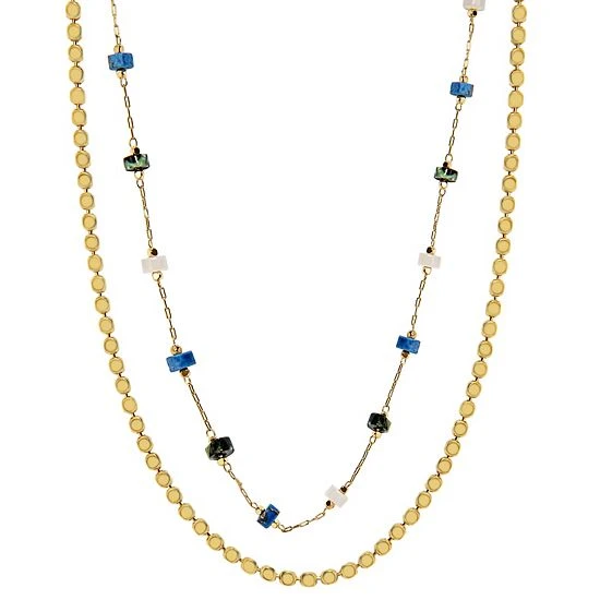 Sonoma Goods For Life® Gold Tone 2 Row Cool Tone Semi Stations And Dot Chain Necklace 3 Sonoma Goods For Life® Gold Tone 2 Row Cool Tone Semi Stations And Dot Chain Necklace