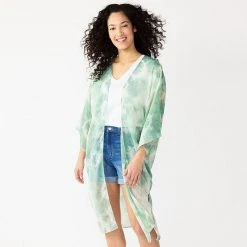 Women's Sonoma Goods For Life® Radial Tie-Dye Kimono Green