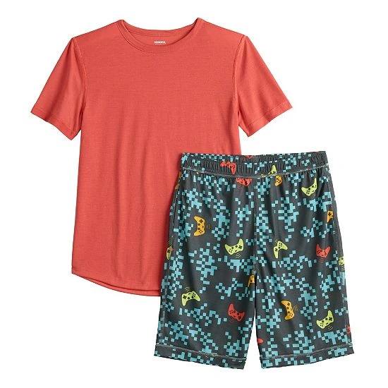 Boys 5-20 Sonoma Goods For Life® Top & Shorts Adaptive Pajama Set Blue Black 4 Boys 5-20 Sonoma Goods For Life® Top & Shorts Adaptive Pajama Set Blue Black - Image 2