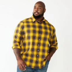 Big & Tall Sonoma Goods For Life® Regular-Fit Flannel Button-Down Shirt Brown Multi Buff -Sonoma Goods For Life Shop unnamed file 160