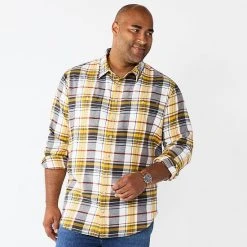Big & Tall Sonoma Goods For Life® Regular-Fit Flannel Button-Down Shirt Brown Multi Buff -Sonoma Goods For Life Shop unnamed file 162