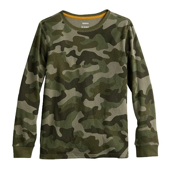 Boys 8-20 Sonoma Goods For Life® Supersoft Solid Thermal Tee Olive Camo 6 Boys 8-20 Sonoma Goods For Life® Supersoft Solid Thermal Tee Olive Camo - Image 4