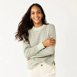 Women's Sonoma Goods For Life® Mockneck Waffle Top Light Olive Stripe -Sonoma Goods For Life Shop unnamed file 1653