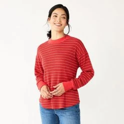 Women's Sonoma Goods For Life® Mockneck Waffle Top Light Olive Stripe -Sonoma Goods For Life Shop unnamed file 1654