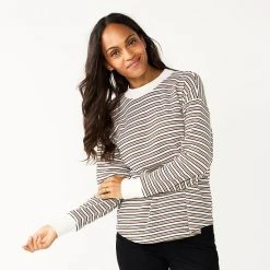 Women's Sonoma Goods For Life® Mockneck Waffle Top Light Olive Stripe -Sonoma Goods For Life Shop unnamed file 1657