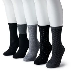 Women's Sonoma Goods For Life® 5-Pack Geo Crew Socks Black