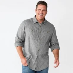 Big & Tall Sonoma Goods For Life® Regular-Fit Flannel Button-Down Shirt Brown Multi Buff -Sonoma Goods For Life Shop unnamed file 172