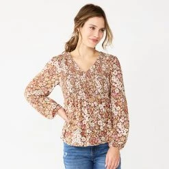 Women's Sonoma Goods For Life® Smocked Peasant Top Olive Mini Floral -Sonoma Goods For Life Shop unnamed file 1957