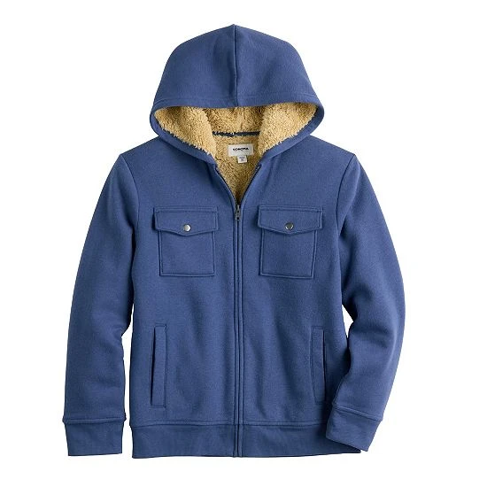 Boys 8-20 Sonoma Goods For Life® Zipper Sherpa Fleece Hoodie Jacket In Regular & Husky Blue 3 Boys 8-20 Sonoma Goods For Life® Zipper Sherpa Fleece Hoodie Jacket In Regular & Husky Blue